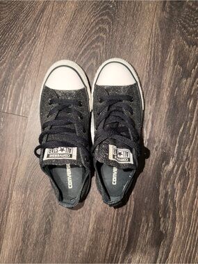 Converse Chuck Taylor All Star Black Glitter Low Top Sneakers Youth 3
